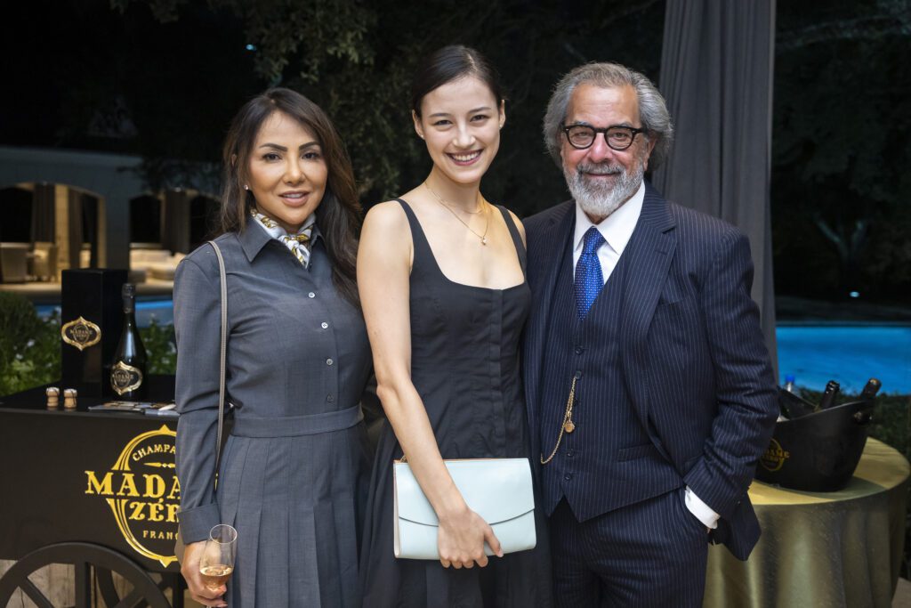 Shara Schaffer, Jindallae Bernard, Kent Schaffer at the Houston Ballet Ball launch party at the River Oaks home of Paige Fertitta (Photo by Annie Mulligan)
