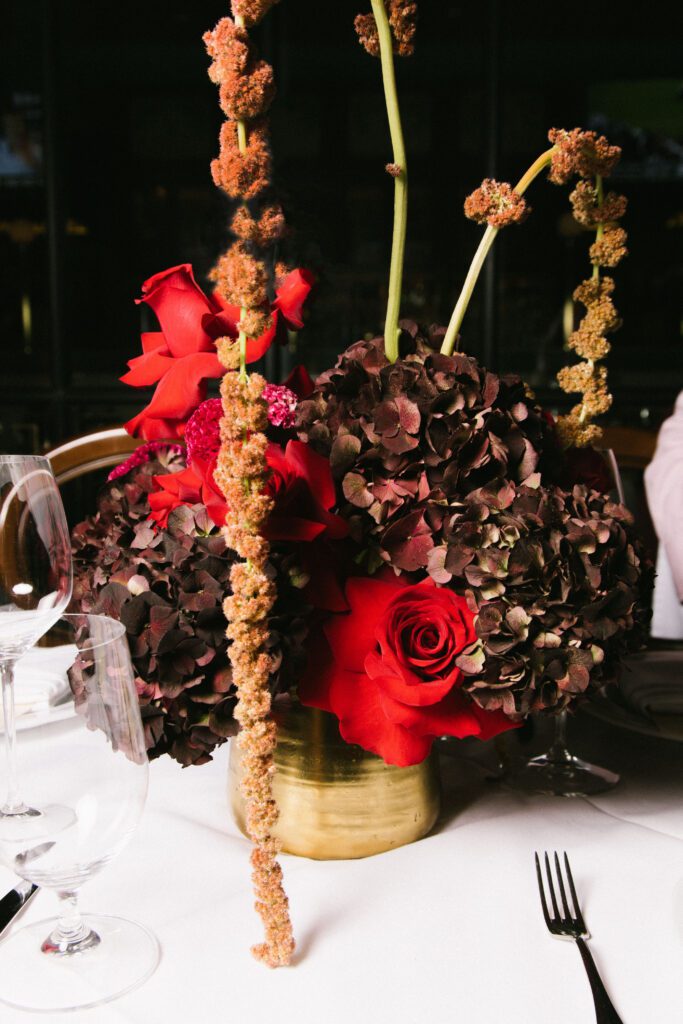 Flowers at the Carbone Vino dinner celebrating the collection. (Photo by Paris Mumpower)