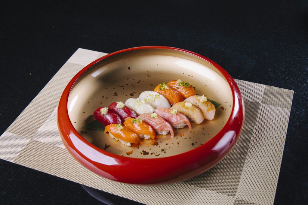 The Nigiri Platter showcases an assortment of fresh fish. (Courtesy)
