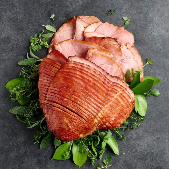 This bone-in ham is hand-trimmed and richly flavored with a deliciously sweet honey glaze.
