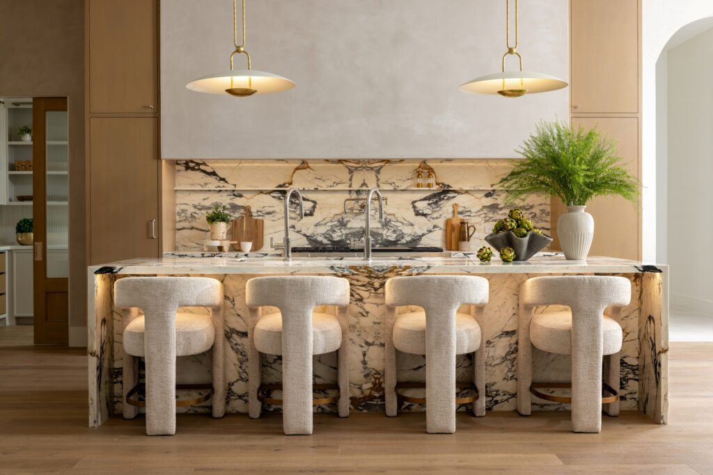 The chicest of kitchens in the complete re-imagining of the house at 11606 Blalock Lane.  (Photo by Laurie Perez)