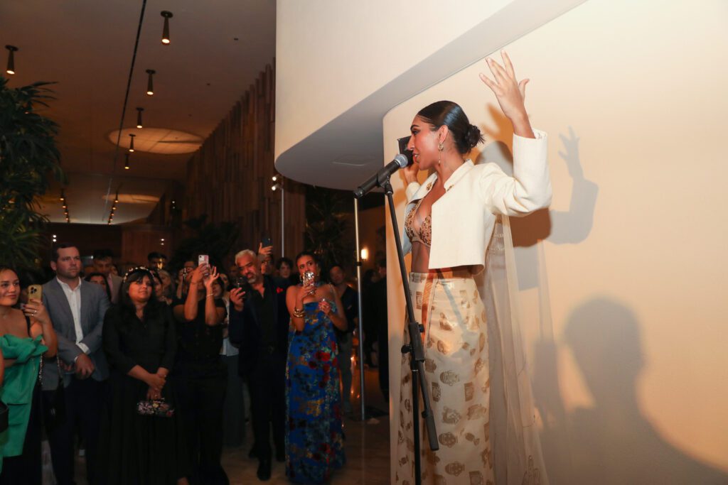 Rupi Kaur delivers a live reading at Art From The Eye of India at Miami Art Week at The Shelborne by Proper