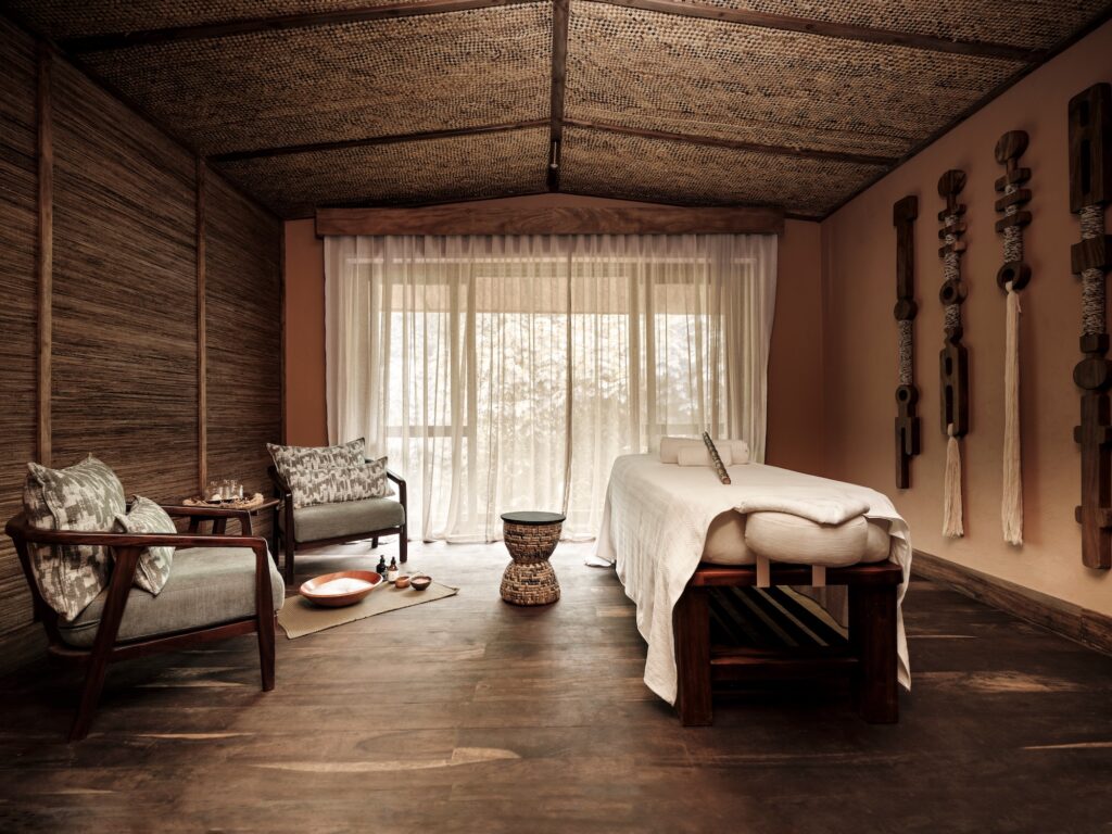 The intimate spa at Gorilla Forest Lodge offers treatments designed to restore tired muscles after long jungle hikes