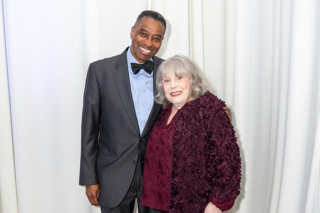 Emcee Khambrel Marshall, Holocaust survivor Ruth Steinfeld at Holocaust Museum Houston 'Guardian of the Human Spirit Luncheon' (Photo by Jacob Power)