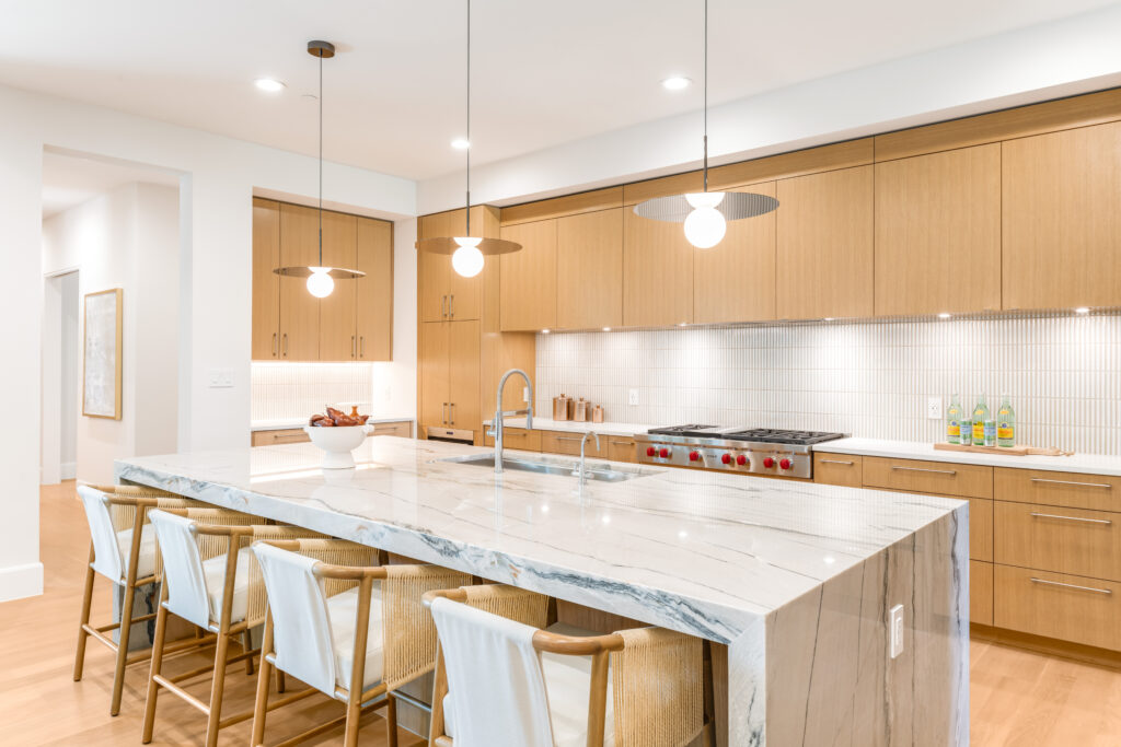 The chef's kitchen is the heart of the home.