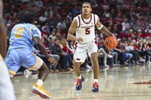 Freshman point guard Darius Acuff makes the Arkansas offense go.