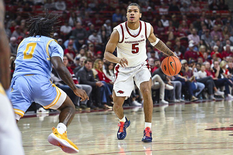 Freshman point guard Darius Acuff makes the Arkansas offense go.