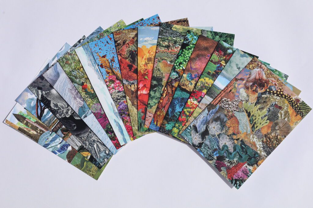 Along with fine jewelry, LNULA features greeting cards printed from hand-cut collages. (Courtesy)