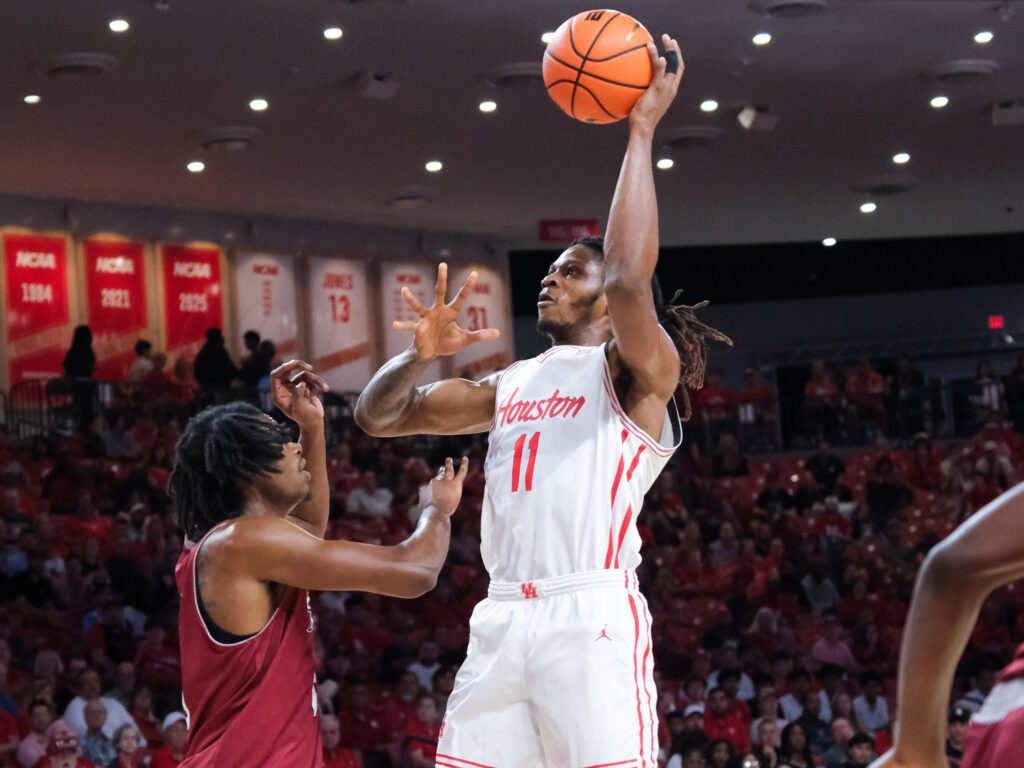 University of Houston power forward JoJo Tugler is working on his hook shot. (Photo by F. Carter Smith)