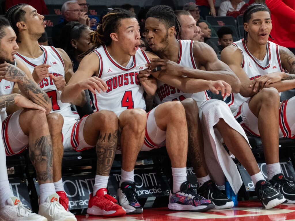 University of Houston starters Kingston Flemings and JoJo Tugler loved seeing the Cougars bench cook. (Photo by F. Carter Smith)