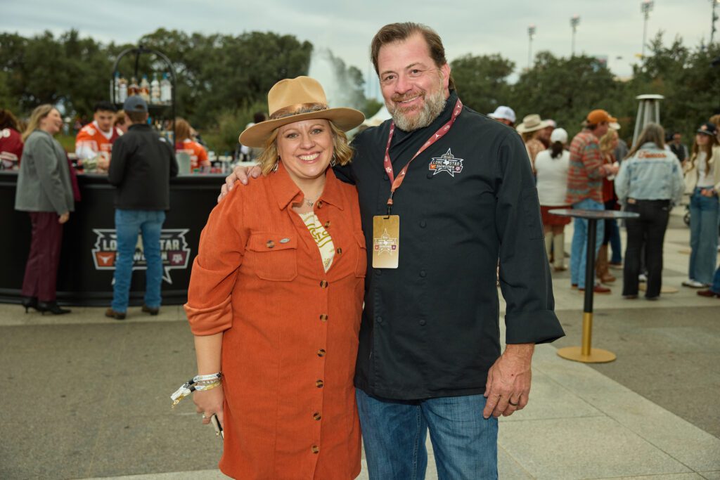 Cotton Culinary Special Events team's Erin Cornelius, Cotton Culinary's Executive Chef Wade Schindler at the Lone Star Showdown tailgate (Photo  courtesy of Cotton Holdings) (Photo by Courtesy of Cotton Holdings)