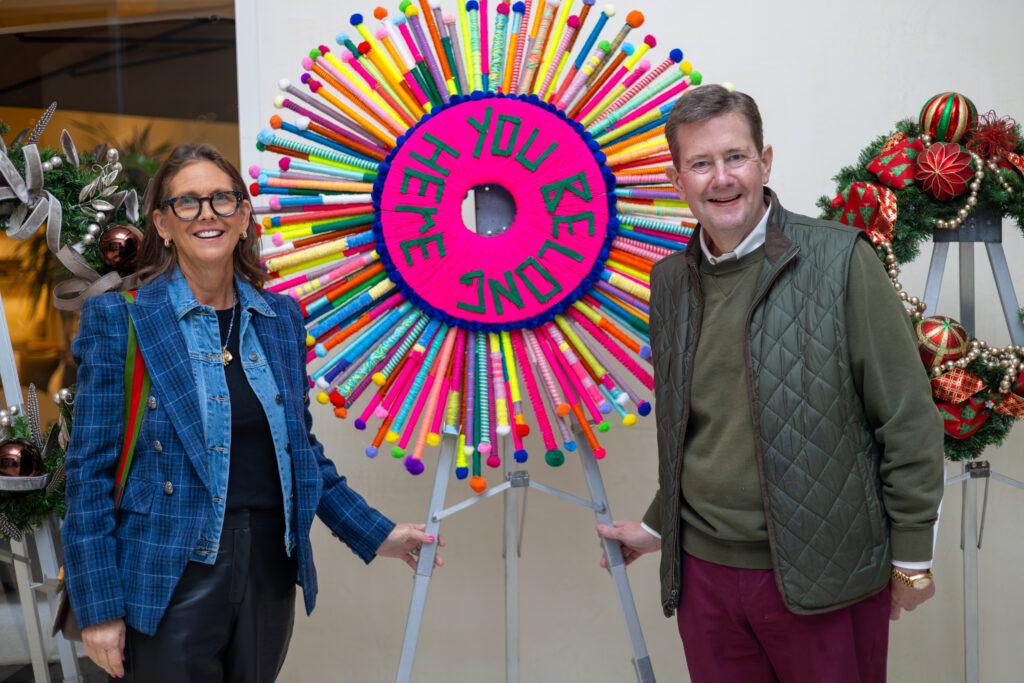 Elizabeth DeLuca & Jeff Smith at the Decorative Center Houston  holiday wreath event benefiting the Salvation Army
