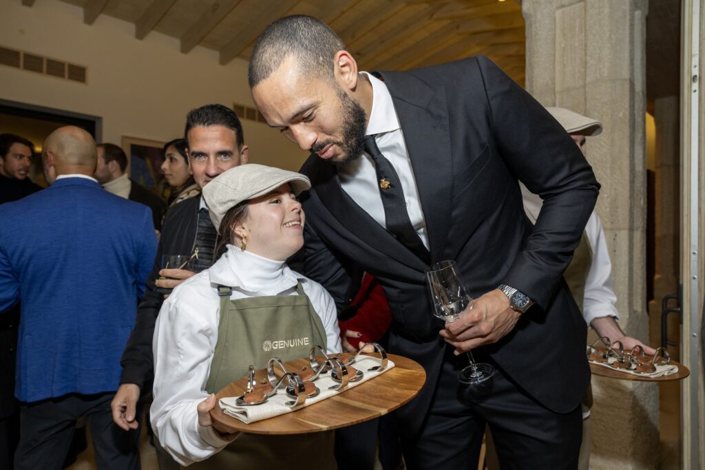Carlos Correa with 'Genuine Cup Server' at the Hope & Opportunity dinner in support of the neurodiverse community. (Photo by Texas Children's Hospital)
