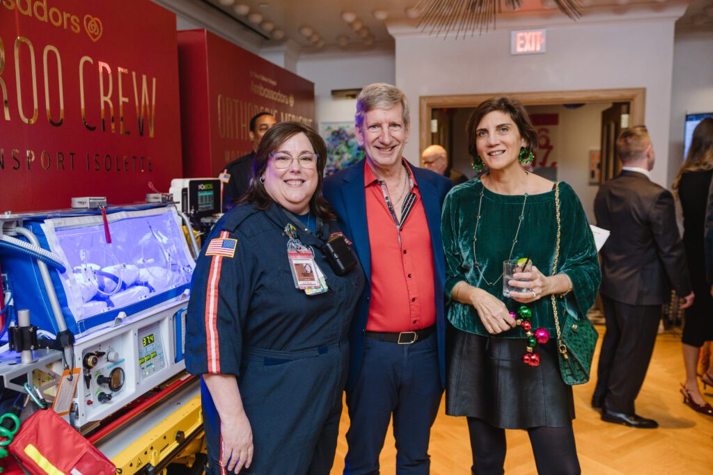 Kangaroo Crew team member, Ralph Weber, Pediatrician in Chief Lara S. Shekerdemian at the Ambassadors for Texas Children’s Hospital Houston Holiday Party   (Photo by Jenny Antill/Texas Children's Hospital)