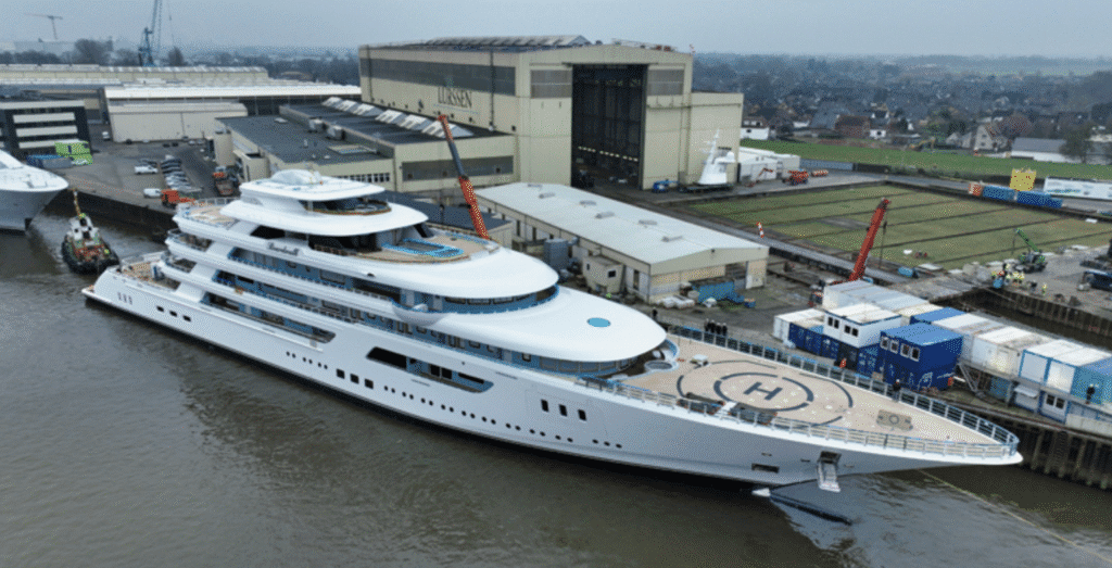 The new Boardwalk boasts two helipads, two swimming pools, and ample areas for entertaining.