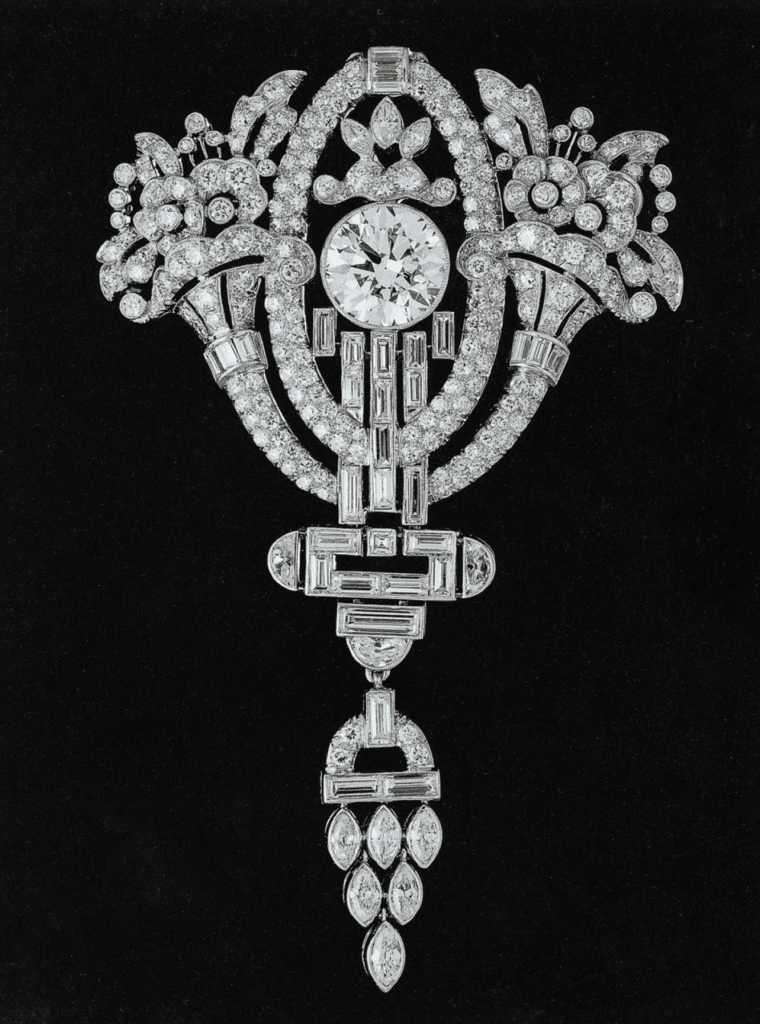 A 1929 diamond and platinum ornament created by Oscar Heyman & Brothers, the company name until later years when it was changed to Oscar Heyman.

Image from the book "Oscar Heyman: the Jewelers' Jeweler," Museum of Fine Arts Boston Publications