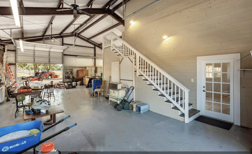 The barn interior at 3100 Trail's End in Brenham (Photo by Courtesy of Nan & Company Properties)