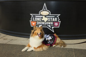 Texas A&M Mascot Reveille at the Cotton Holdings Tailgate on November 28; photo courtesy of Cotton Holdings