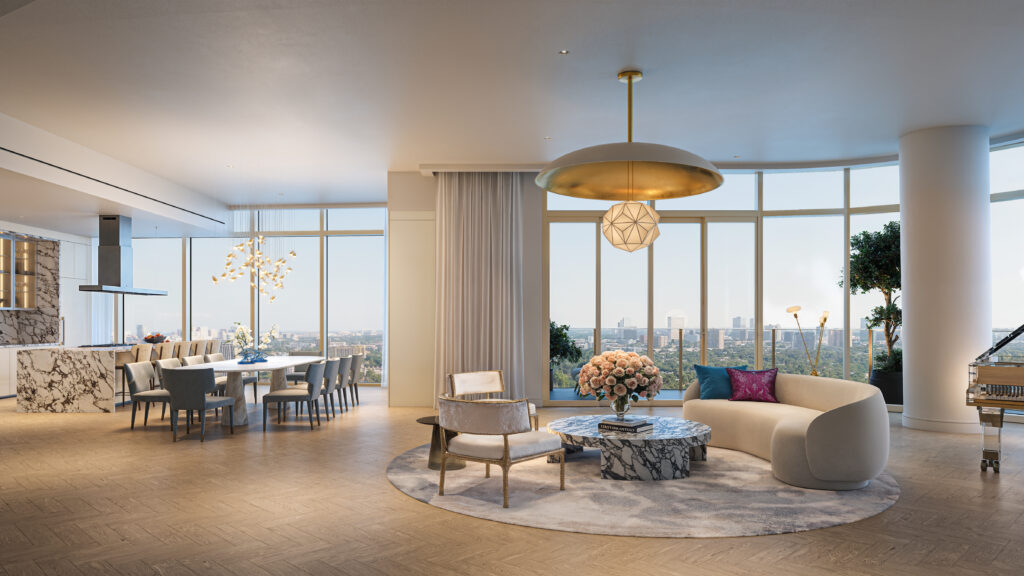 A rendering of one of the smaller penthouses in The St. Regis Residences, Houston (Courtesy of Shimahara Visual)