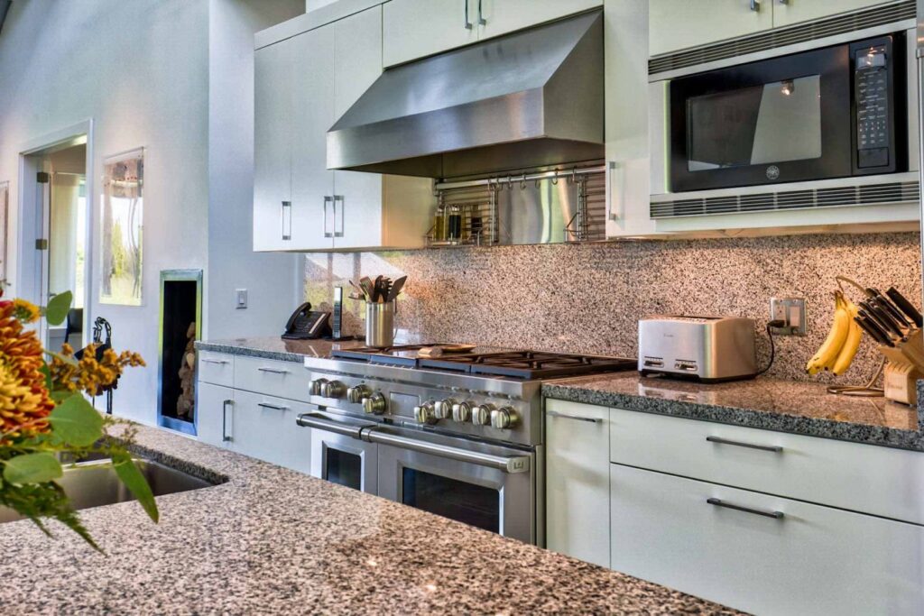 The fully-equipped modern kitchen in the mains residence at Whitehall Ranch 