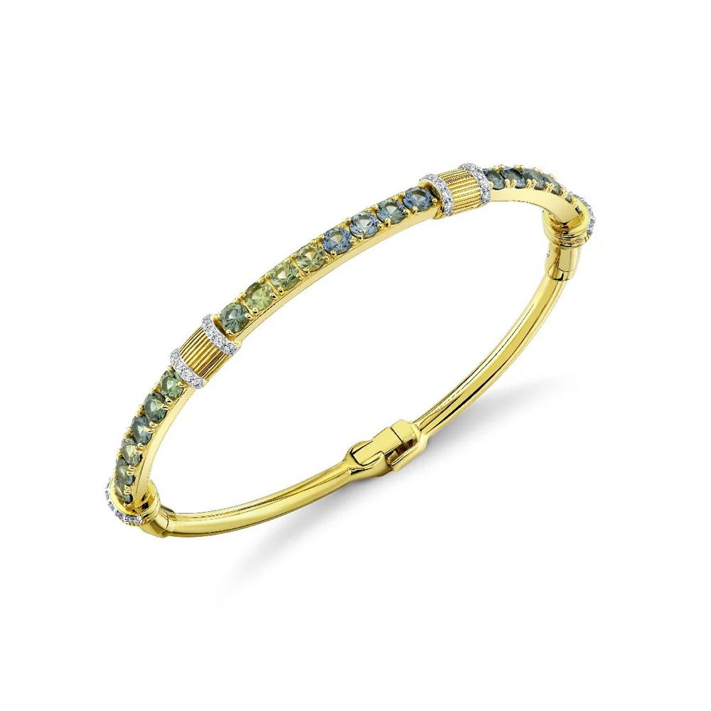 Sloane Street's one-of-a-kind bracelet is set with blue-green sapphires and white diamond edges. (Courtesy)