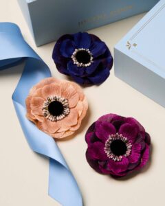 _Anemone Indigo and Magenta and Peach Brooches