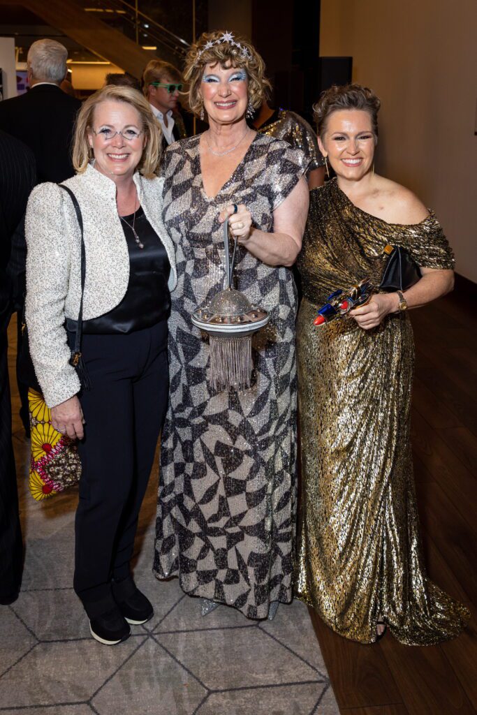 Beth Hamilton-Keen, 2025 Texas Patron of the Year Leah Bennett, Heather Brilliant at Art League Houston 77th Anniversary Gala: WOW!  (Photo by Alex Barber and Emily Jaschke)