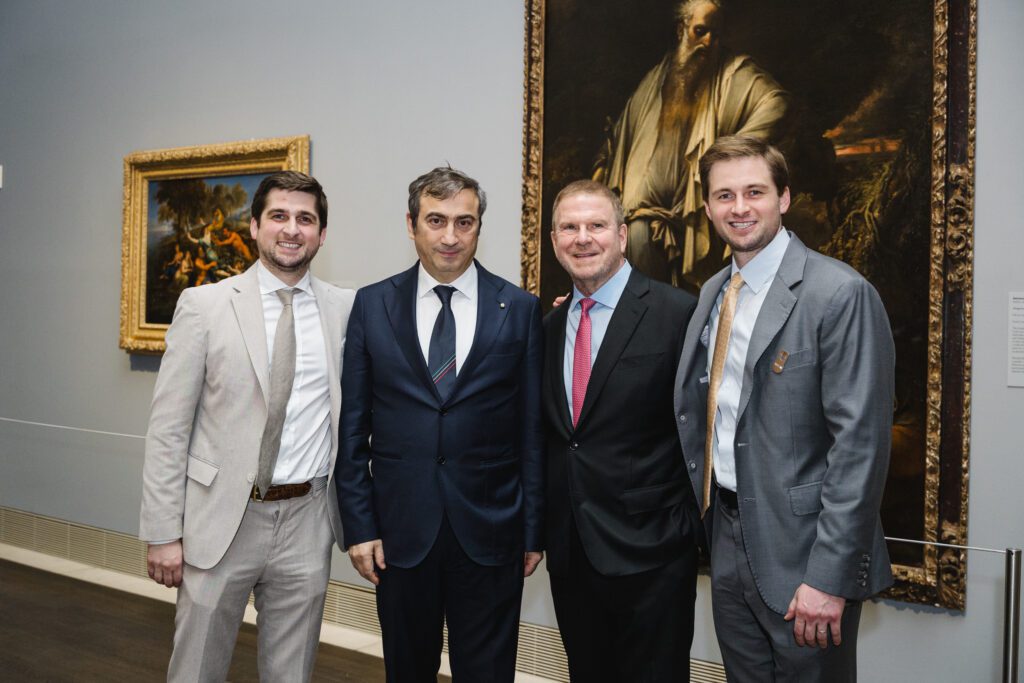 Blake Fertitta, Ambassador Marco Peronaci, Ambassador Tilman Fertitta, Patrick Fertitta at the Museum of Fine Arts, Houston cocktail reception saluting the 'Art and Life in Imperial Rome' exhibition (Photo by Johnny Than/Catchlight Group)