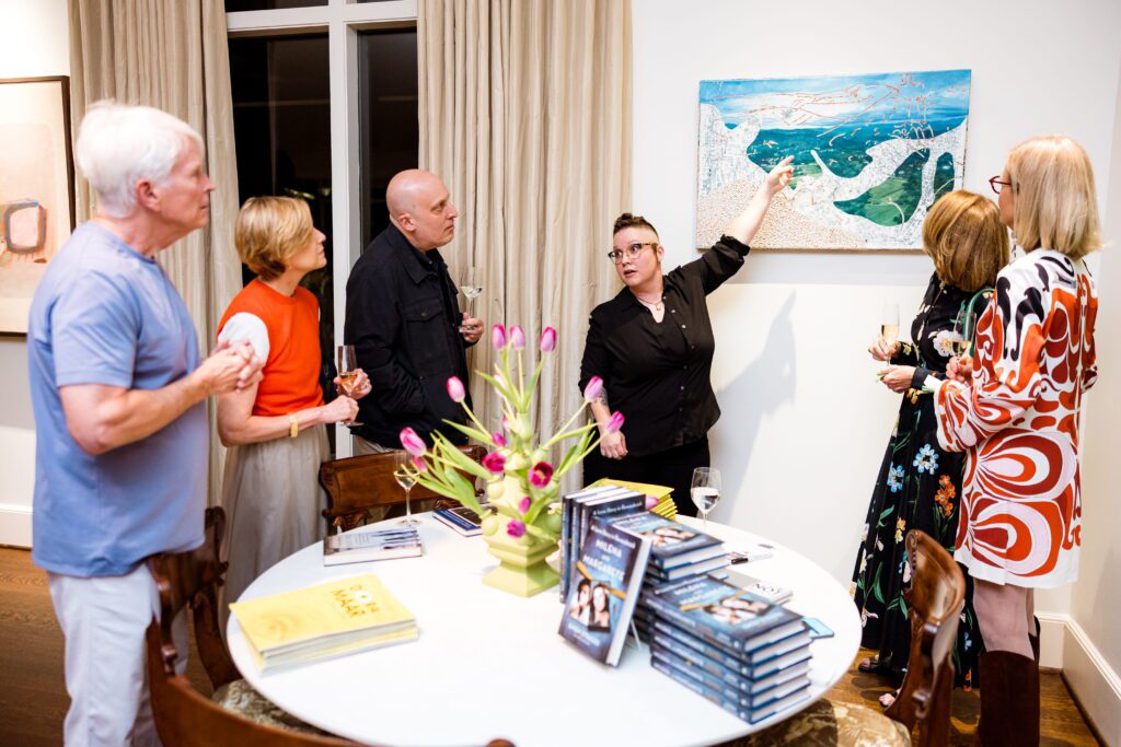 Ellis Mills, Sharon Lederer, Howard Sherman, Kate Mulholland, host Krista Dumas and Beverly Robinson at the Dora Maar Cultural Center celebration.