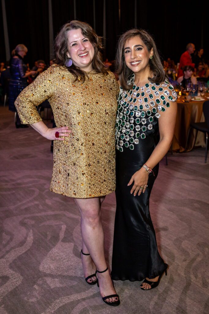 Co-chairs Erin Dorn and Mitra Murthy at Art League Houston 77th Anniversary Gala: WOW!  (Photo by Alex Barber and Emily Jaschke)