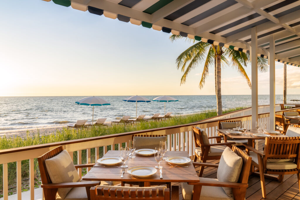 HB's sits directly on the beach and is a reimagining of the beloved restaurant of the same name. (Photo by Naples Beach Club)