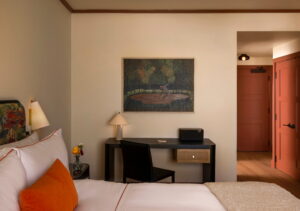 Hotel Daphne – Room, King Bed x Desk – by Julie Soefer