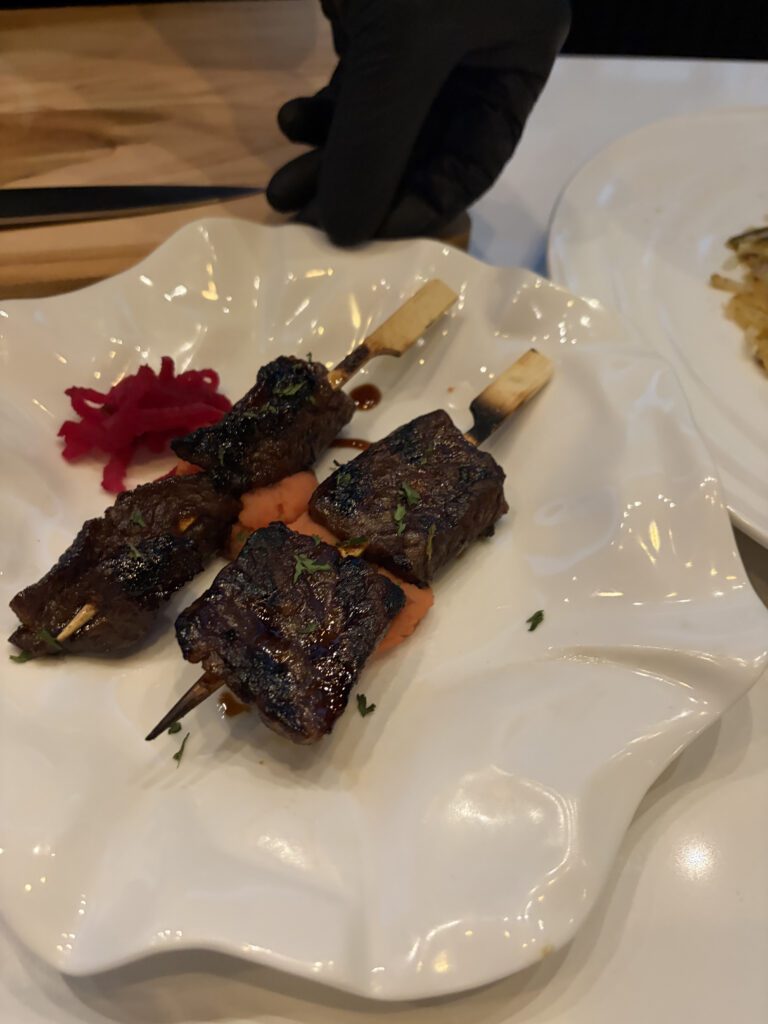 A few highlights on the Jo'Seon menu include the ribeye cap with grilled mushroom, filet mignon (Chateaubriand) with fried garlic, and beef pancake.