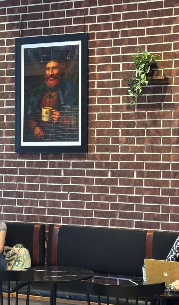 The namesake of Barbarossa Coffee is on display in the shop - literally translated, it means "Red Beard" and is the logo for the coffee shop.