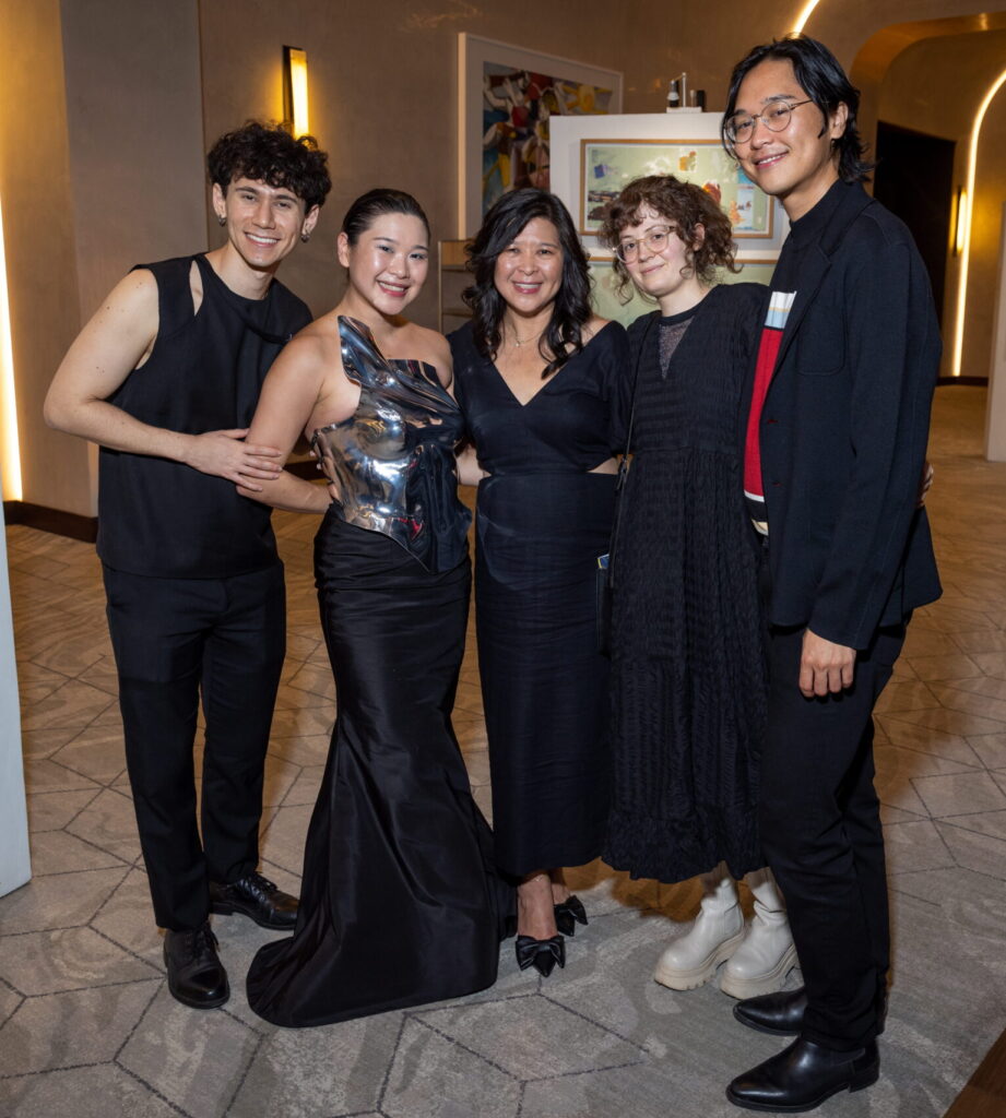 Jared Marx-Kuo, Art League Houston curator and exhibition manager Zhaira Costiniano, Raquel Costiniano, May Howard, Izaac Costiniano at Art League Houston 77th Anniversary Gala: WOW!  (Photo by Alex Barber and Emily Jaschke)
