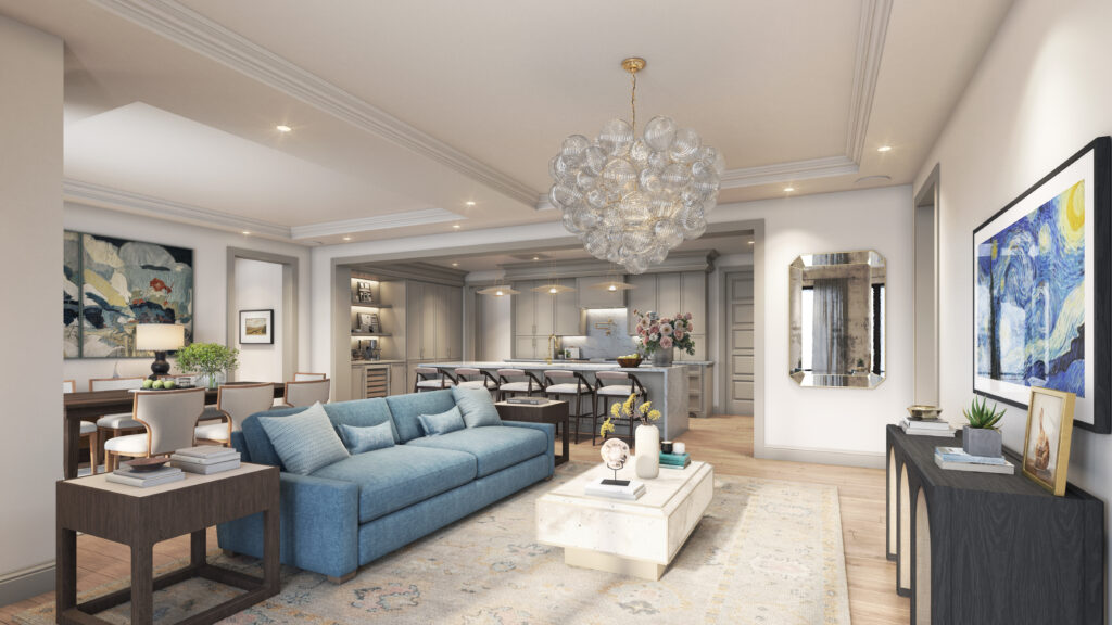 The open floor plan in The Langley two bedroom units