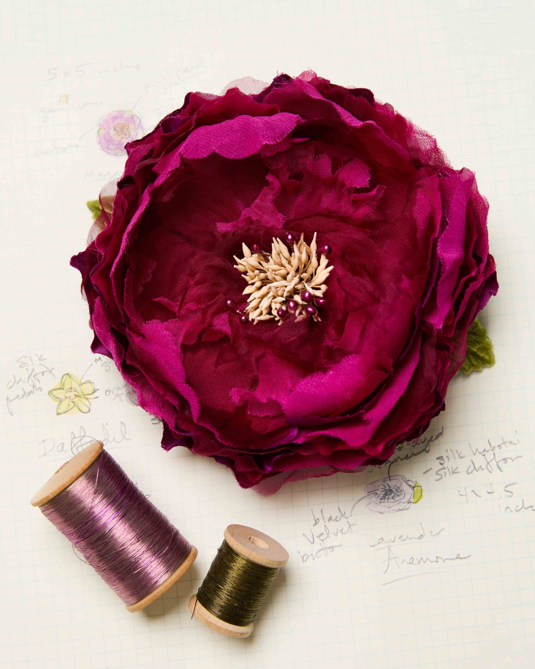 Magenta Peony Brooch