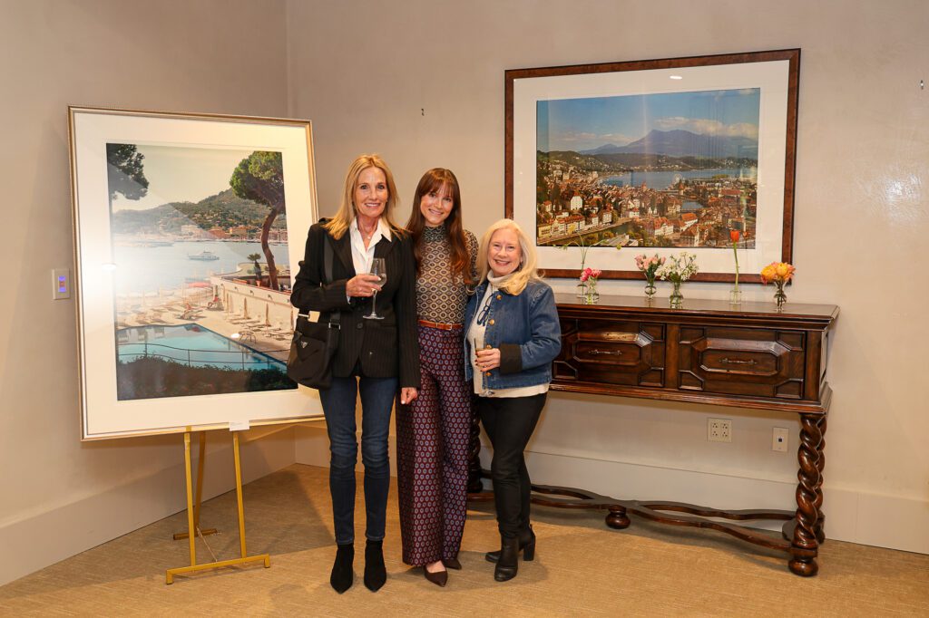 Rhonda Cokinos, Christiana Reckling, Carrie Graves at Reckling's debut photography show (Photo by Mia Bonner Photography)
