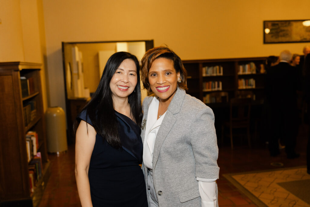 Sandy Gaw, City Council member Tiffany Thomas at the Houston Public Library Robert Burns Supper (Photo by  Up in the Air Films)