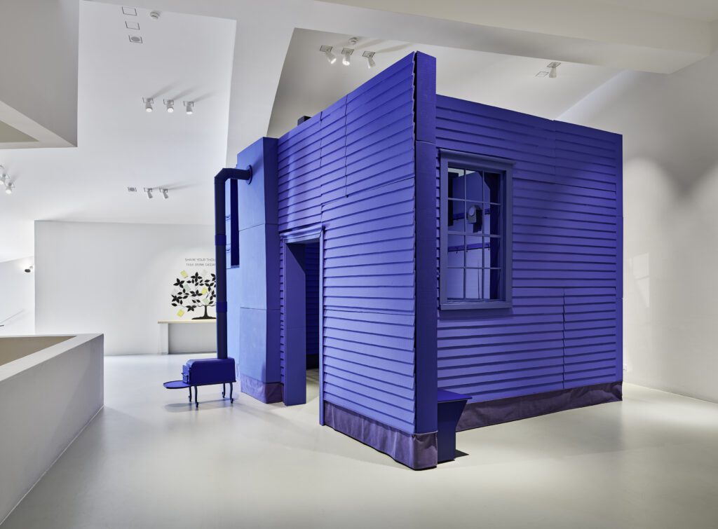 Amie Cunat's "2nd Meetinghouse," 2025, in the exhibition "The Shakers: A World in the Making: The Shakers" at ICA Philadelphia. (Photo by Bernhard Strauss. © Vitra Design Museum)