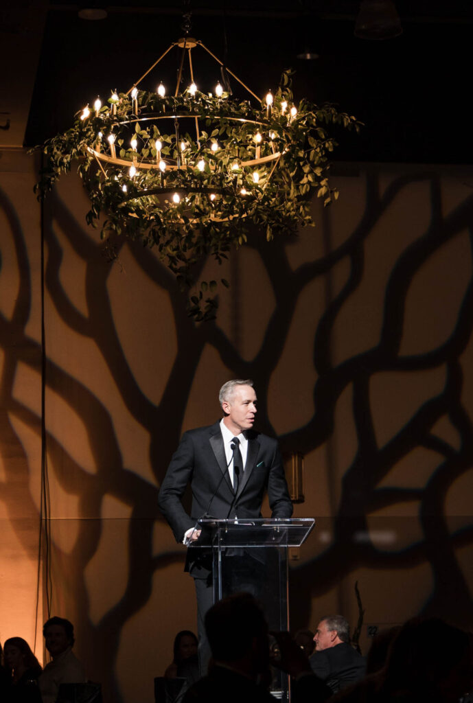 Jim Carman, president of the Houston Region for Howard Hughes, shared his appreciation for Dr. Ann Snyder at the Rotary Club of The Woodlands Legends Gala. (Photo by 209 Photobooth)