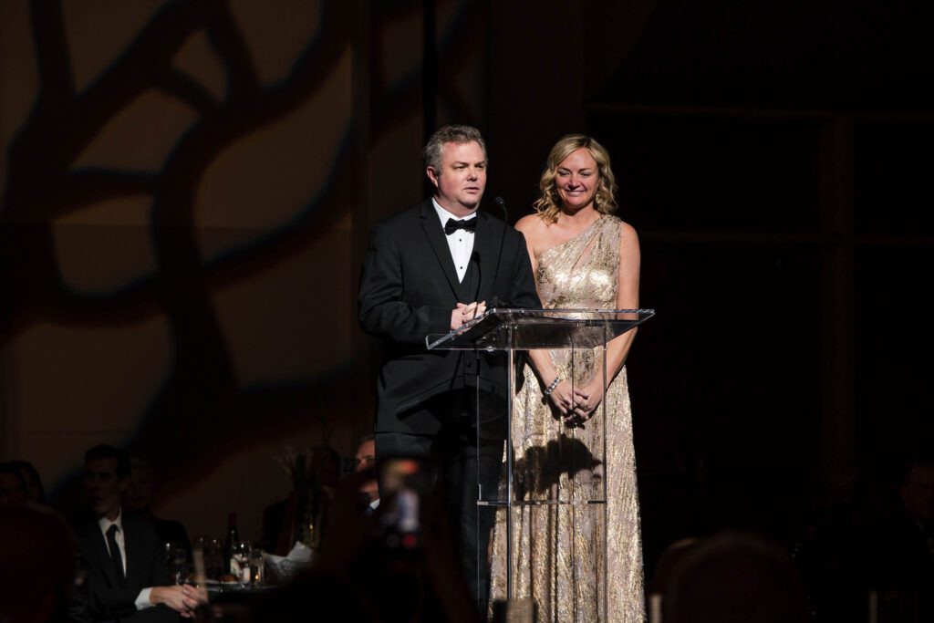 GJ Snyder and Casey Cole shared reflections on their mother’s service at the Rotary Club of The Woodlands Legends Gala. (Photo by 209 Photobooth)