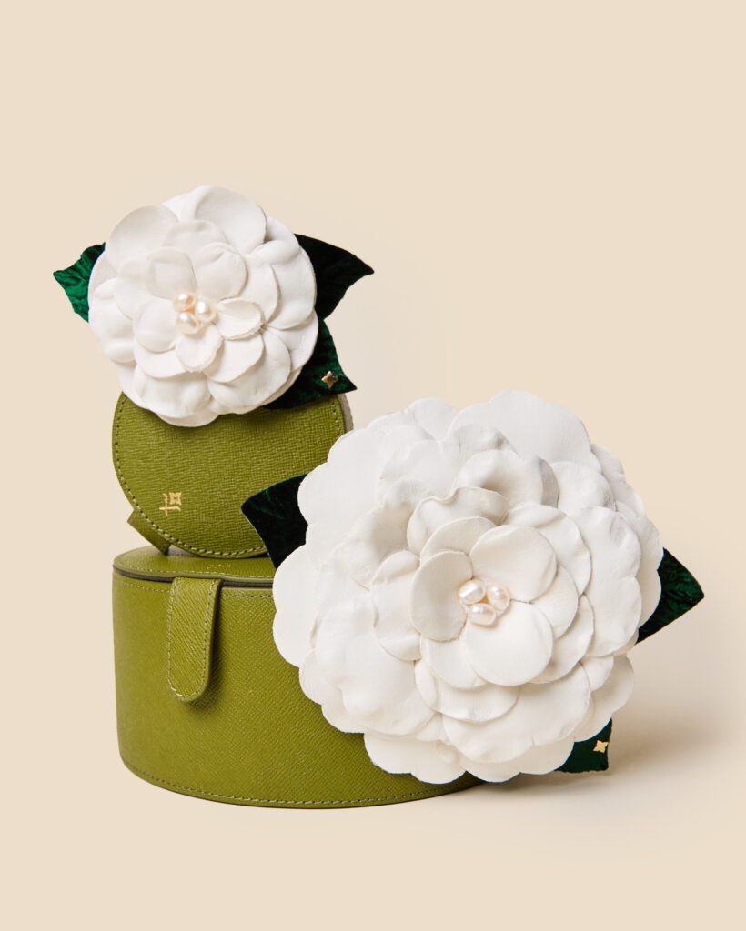 Helena Simon White Gardenias in two sizes with travel cases for protection
