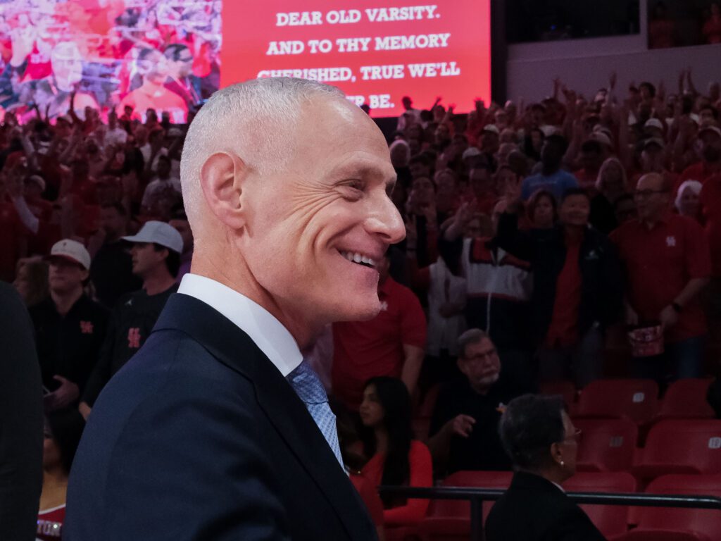 Big 12 commissioner Brett Yormark enjoyed the Fertitta Center atmosphere. (Photo by F. Carter Smith)