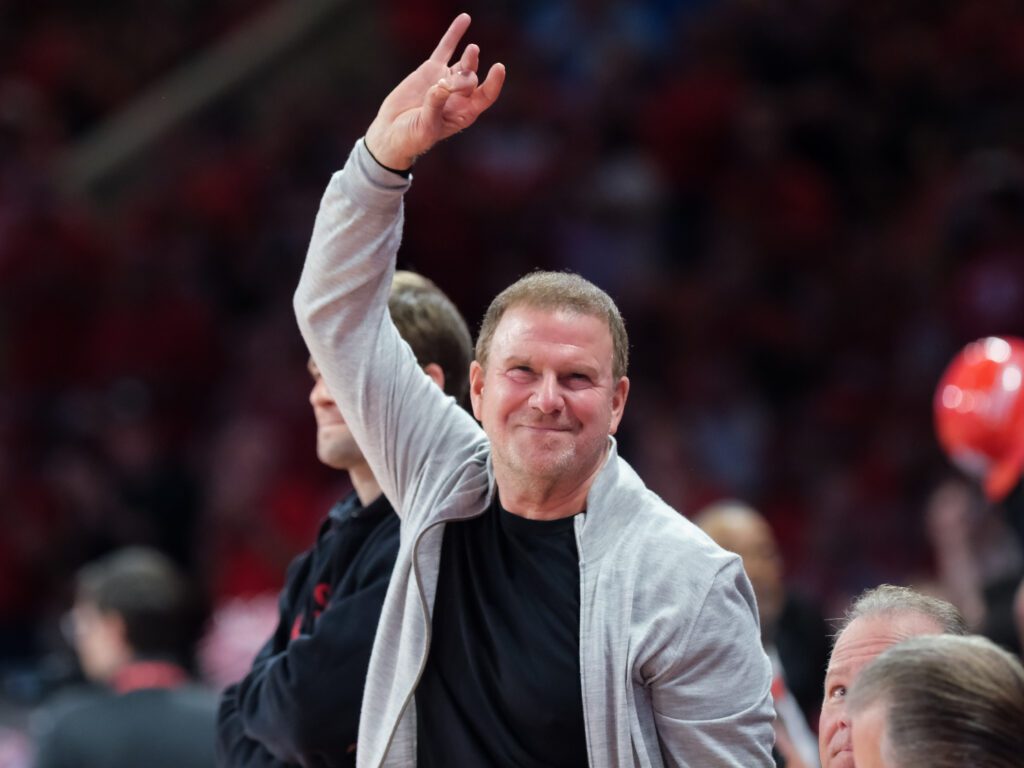 University of Houston backer and U.S. Ambassador to Italy Tilman Fertitta thoroughly enjoyed the Kingston Flemings show and UH's win. (Photo by F. Carter Smith)