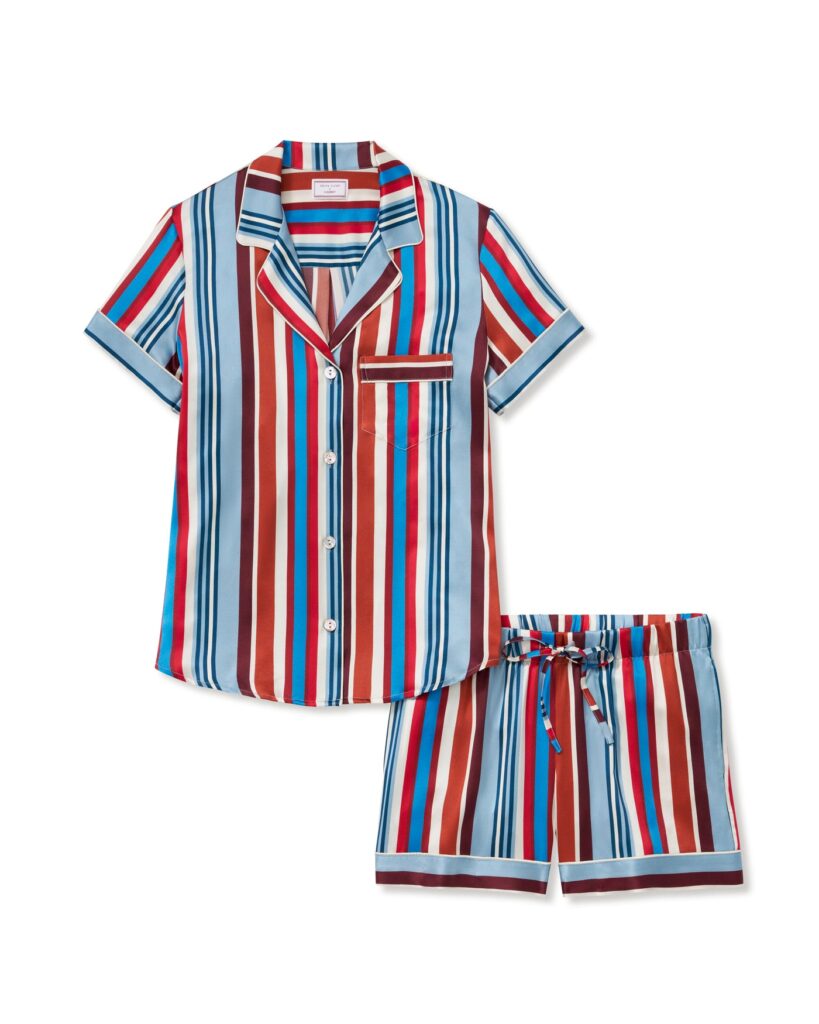 Women's Silk Short Set in Discovery Stripe. 