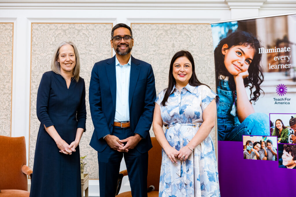 Teach for America founder Wendy Kopp, Aneesh Sohoni, Tiffany Cuellar Needham at the Teach for America Luncheon (Photo by (Photo by Hung Truong)