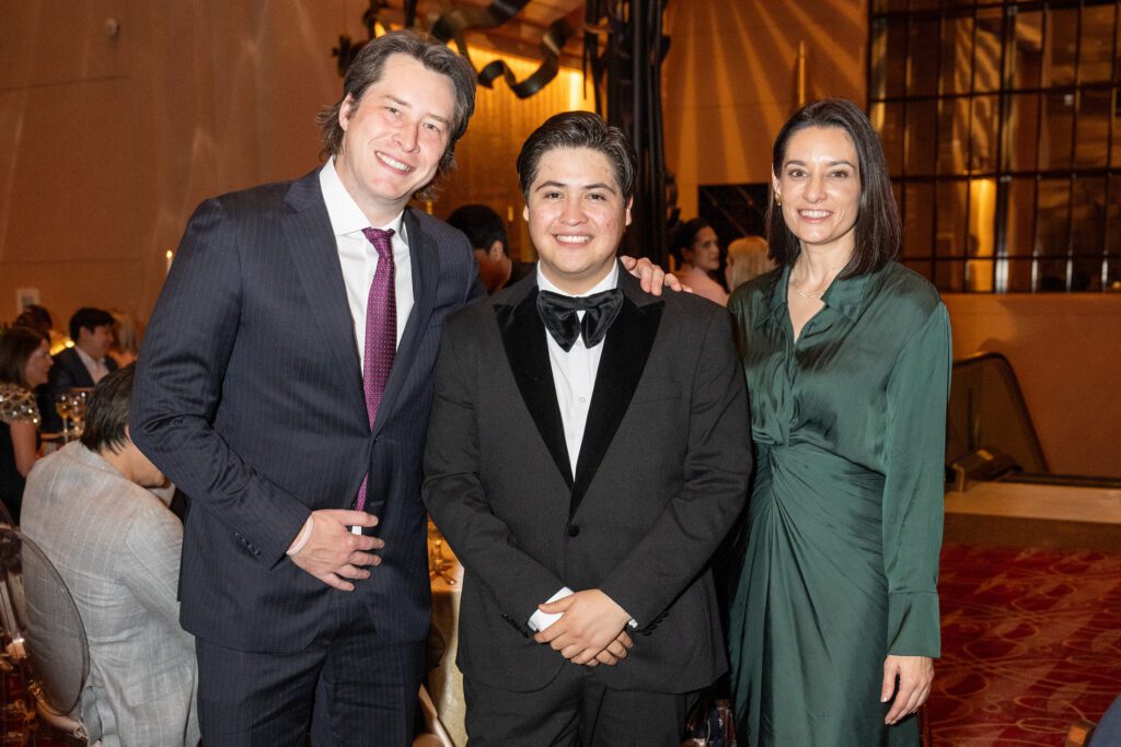 Cody Nicholson, Concert of Arias second place winner Misael Corralejo, Kelly Nicholson at Houston Grand Opera's Concert of Arias (Photo by Jacob Power)