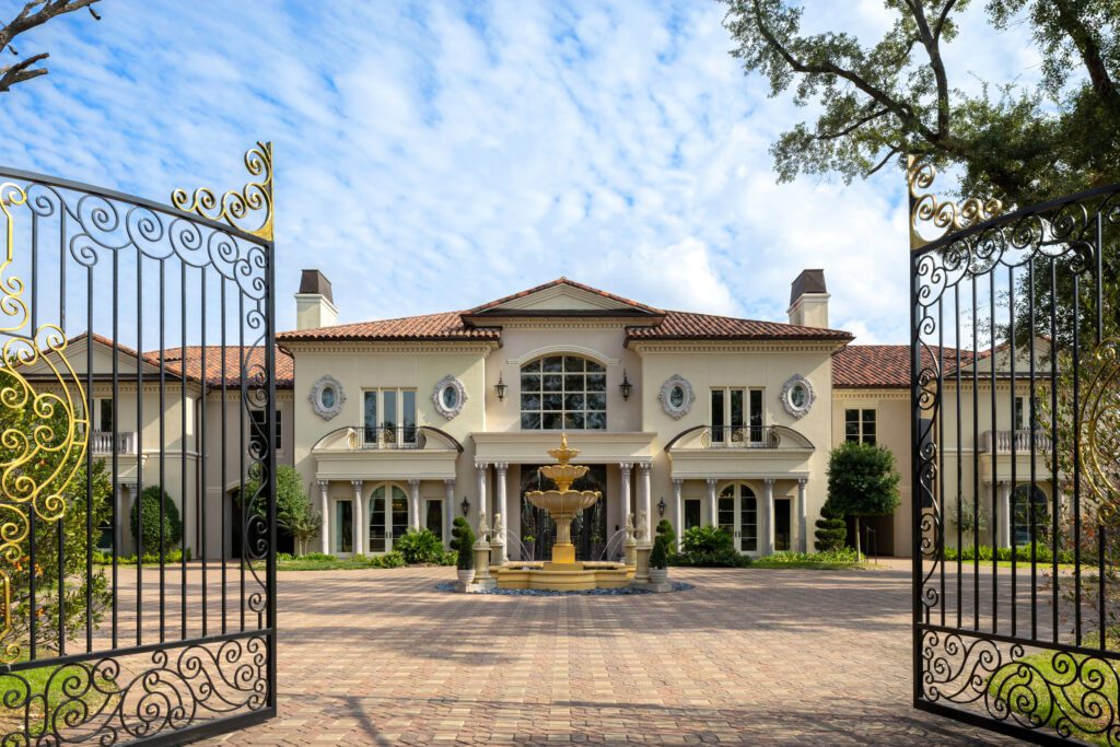 The mansion at 6 W. Rivercrest Drive sits amid 3.7 acres which include stables (Photo by Laurie Perez)