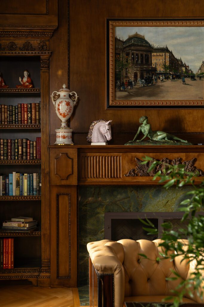 Detail of the classic woodworking at 6 W. Rivercrest Drive (Photo by Laurie Perez)